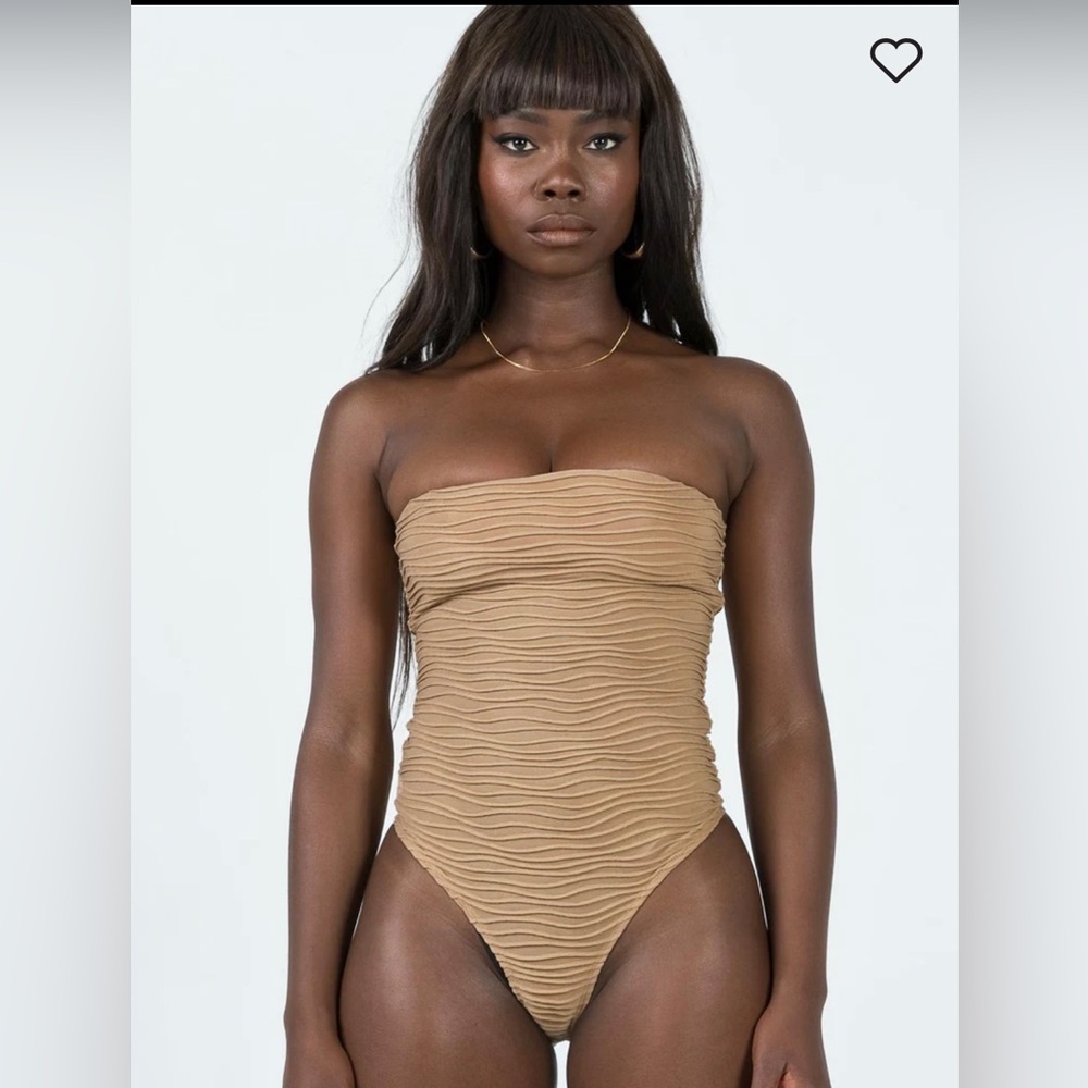 NWT Princess Polly MAKENA STRAPLESS BODYSUIT BEIGE 4
